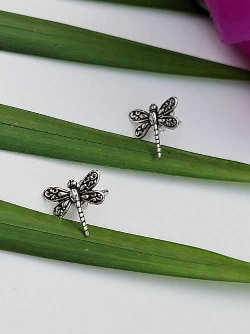 Silver Dragonfly Studs