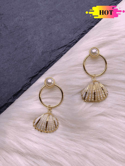 Gold and White Natural Shell Drops