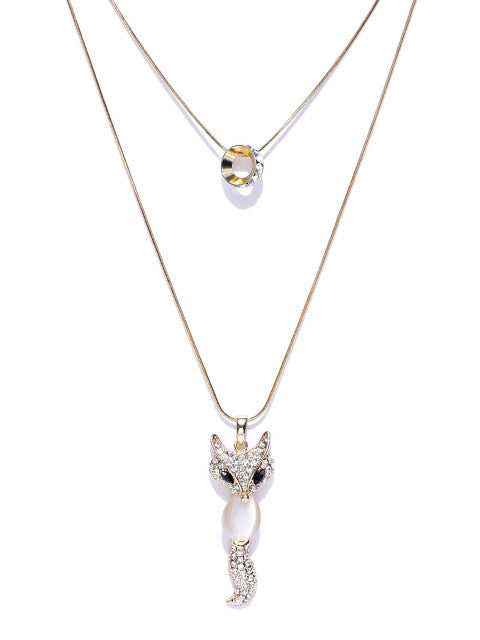 Cubic Zirconia Fox Chain Necklace