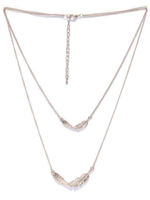 Cubic Zirconia Leaf Layered Necklace