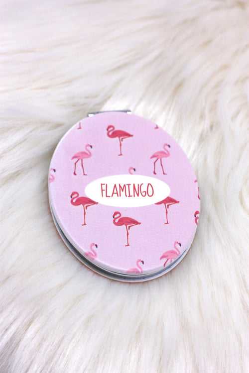 Pink Dancing Flamingos Compact Mirror
