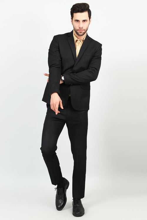 Poly Viscose Black Two Piece Suit