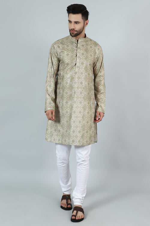 Digital Print Cotton Silk Green Kurta Payjama