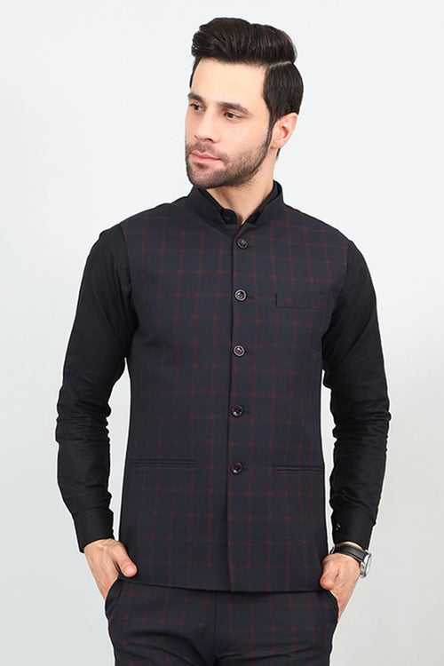 Poly Viscose Black Modi Nehru Jacket