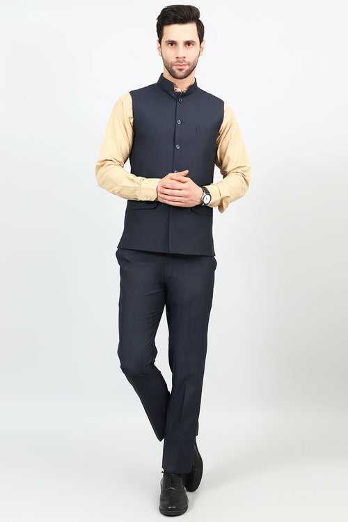 Polyester Cotton Blue 1 Vest and Trouser Set