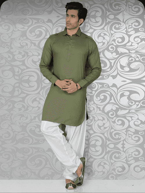 Green Punjabi Kurta & Pyjama Set