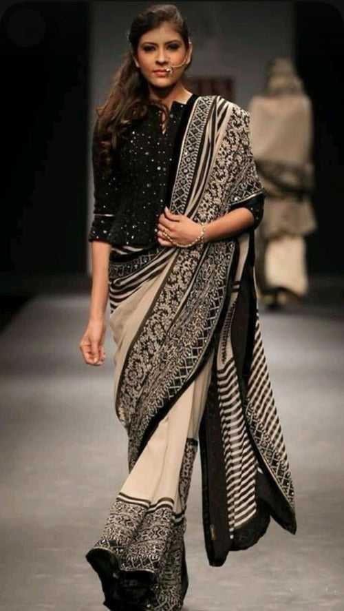 Beige Block Printed Pure Silk Mark Certified Murshidabad Silk Saree  Get Extra 10% Discount on All Prepaid Transaction