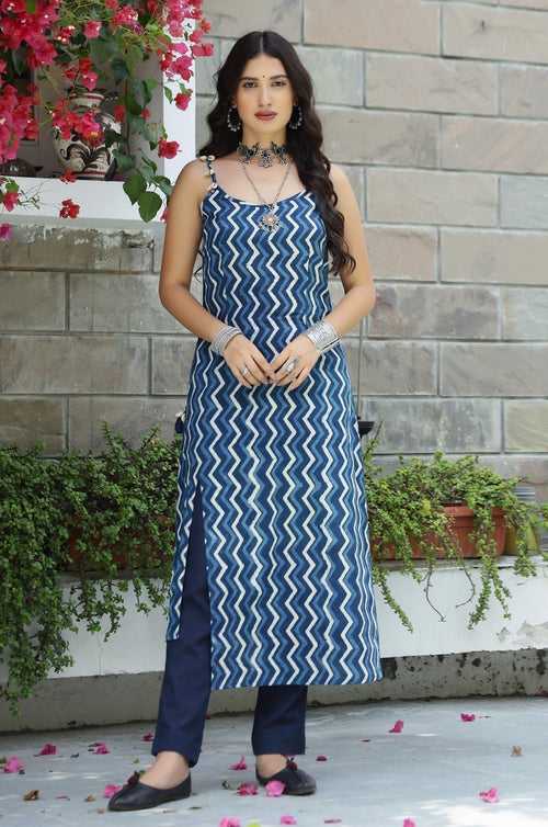 Indigo Dabu Slip Kurta with Pant