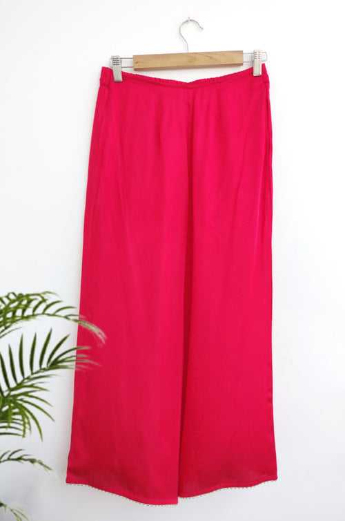 Red Modal Satin Flared Pant