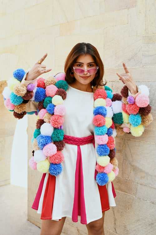 Colorful Pom-pom Jacket