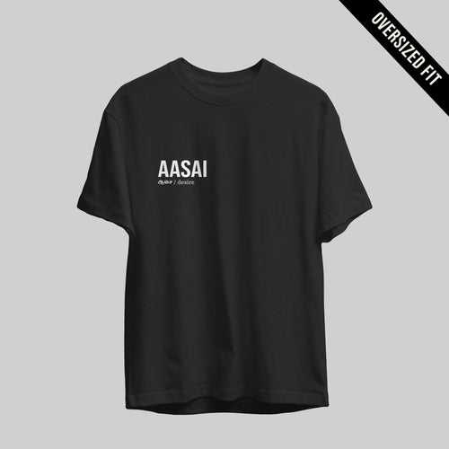Aasai | Tamil Oversized T-Shirt (Black) (Right Pocket)