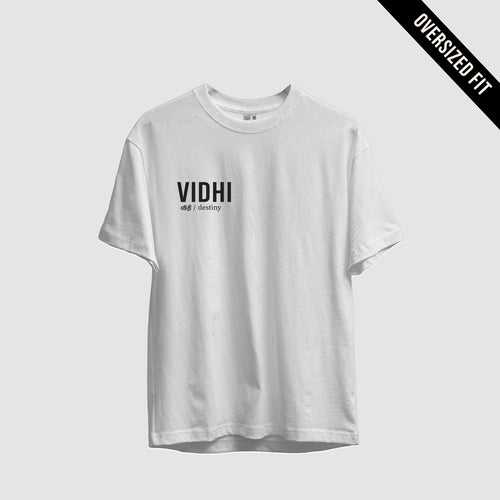 Vidhi | Tamil Oversized T-Shirt (White) (Right Pocket)