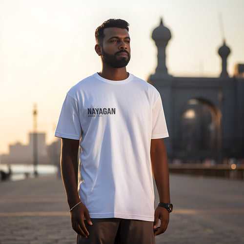 Nayagan | Tamil Oversized T-Shirt (White) (Right Pocket)