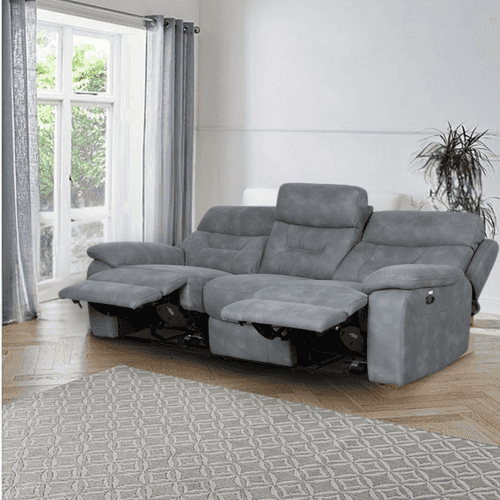 Paradise 3 Seater Motorized Recliner in Grey Color