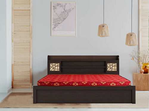 Mayflower Engineered Wood  Box Storage Bed + Dunlop Mattress (Combo Offer)