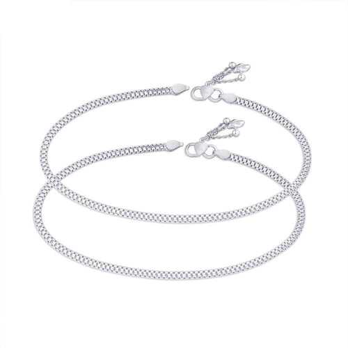 Taraash Single Line Plain Ending with Charm 925 Silver Anklet For Women AN0567S