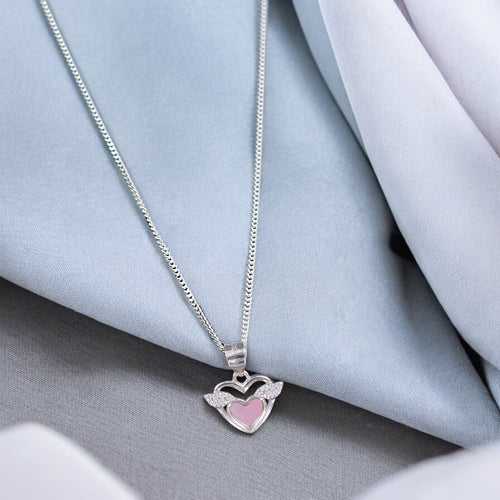 Taraash 925 Sterling Silver Heart Wing Pendant & Chain for Women