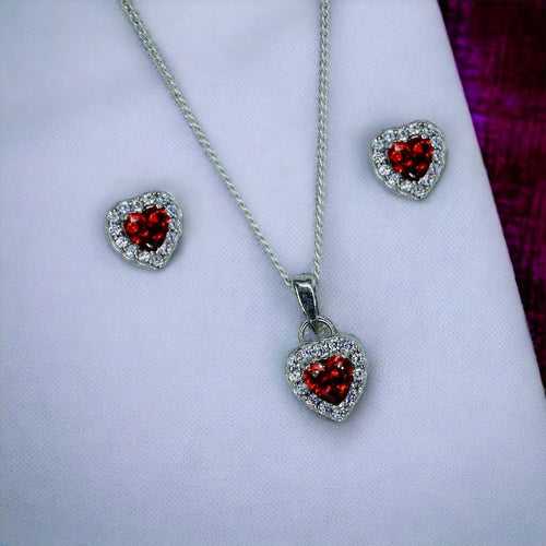 Taraash 925 Sterling Silver Heart CZ Jewellery Sets  For Women