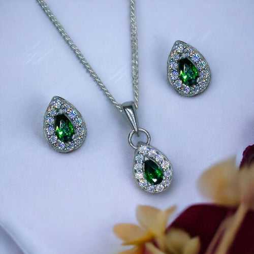 Taraash 925 Sterling Silver Pear Drop CZ Jewellery Sets  For Women