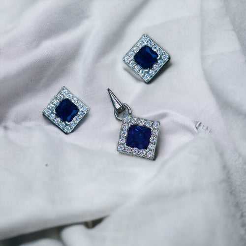 Taraash 925 Sterling Silver Square Shape CZ Jewellery Sets  For Women