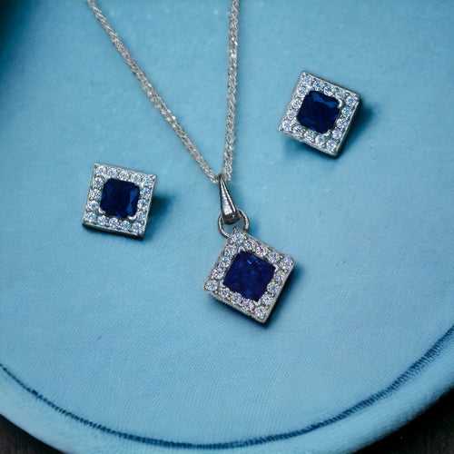 Taraash 925 Sterling Silver Square Shape CZ Jewellery Sets  For Women
