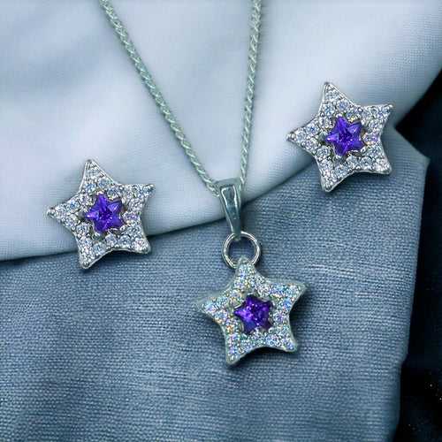 Taraash 925 Sterling Silver Star Shape CZ Jewellery Sets For Women