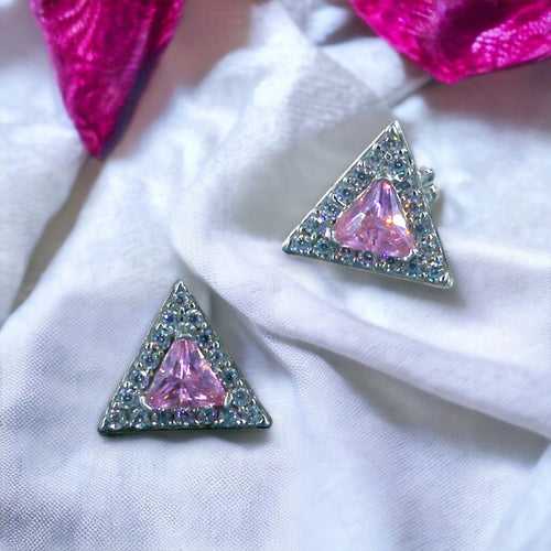 Taraash 925 Sterling Silver Triangle Shape Stud Earrings For Women