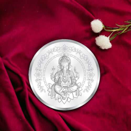 Taraash 999 Purity 10 gram Plain Lord Ganesh Silver Coin By ACPL