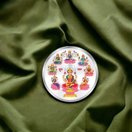 Taraash 999 Purity 50 Gram Goddess Ashtalakshmi Coin | Silver Coin | Coin For Gifting