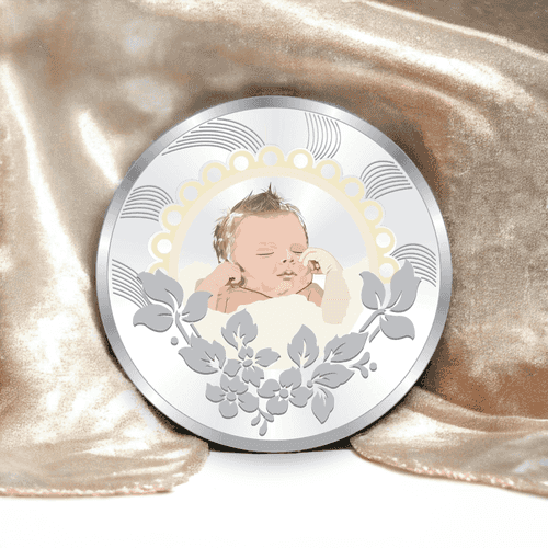 Taraash 999 Purity 50gm Best Wishes New born baby Silver Coin By ACPL