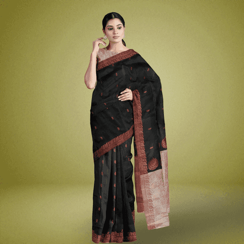 Midnight Marvel Silk Cotton Saree - MFC003