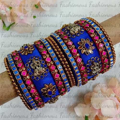 Kundan Radiance Silk Thread Bangles - STB019