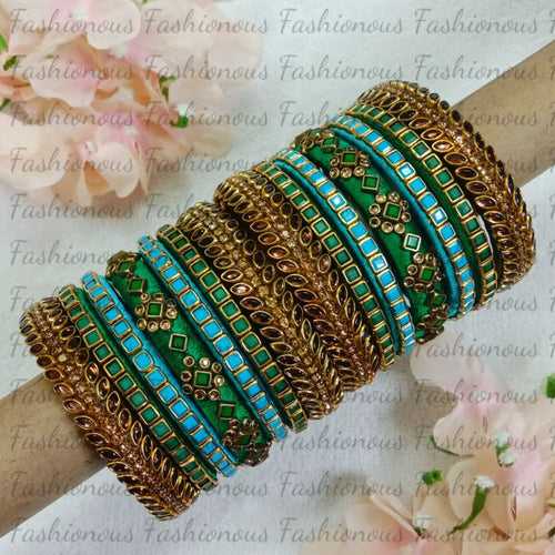 Bangle Symphony - Kundan Silk Thread Bangles - STB025