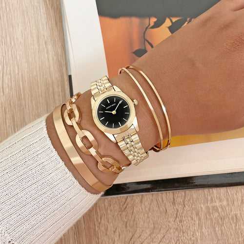 Leia Gold Watch Bracelet Stack