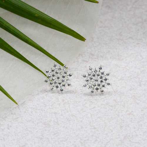 Snow Flake Silver Stud Earrings