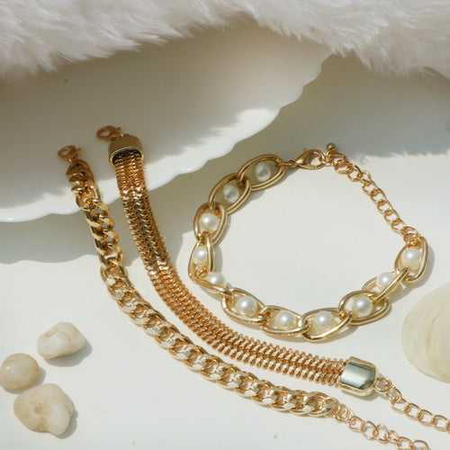 Touch of Glam Gold Set of 3 Bracelets