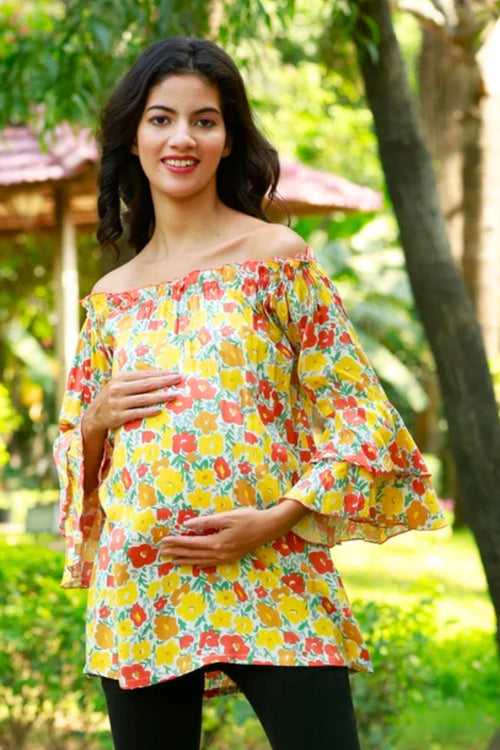Miami Floral Off-Shoulder Maternity Top