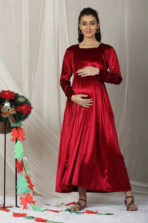 Glory Rose Pink Maternity & Nursing Velvet Dress
