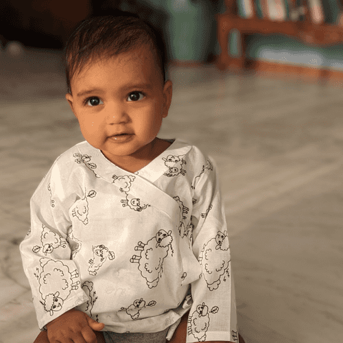 Cotton Muslin, Baby Angrakha Jhabla | Counting Sheep