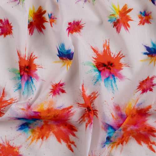 Cotton Malmal Fabric | Holi print | Colour Splash