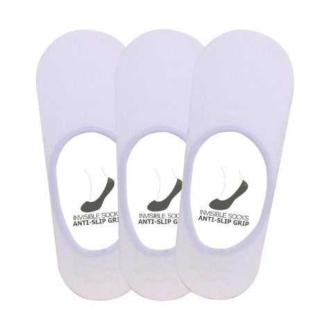 Men's PO3 Anti Slip No Show Plain Socks - White