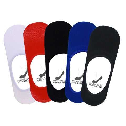 Men's PO5 Anti Slip No Show Plain Socks - Assorted