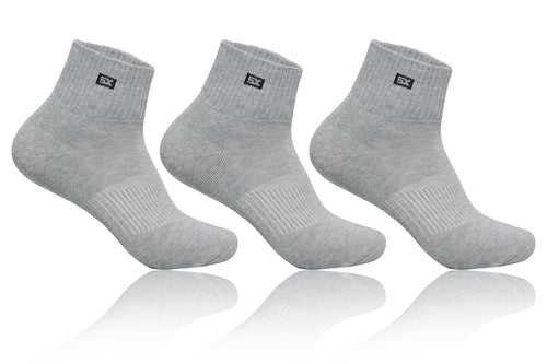 Men's PO3 Ankle Combed Cotton Terry Sports Socks-Grey