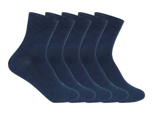 Supersox Kids School Uniform Ankle Length Combed Cotton Navy Color Socks Pack Of 5