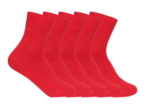 Supersox Kids School Uniform Ankle Length Combed Cotton Red Color Socks Pack Of 5