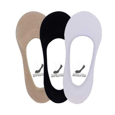 Women's PO3 Anti Slip No Show Plain Socks - Essentials