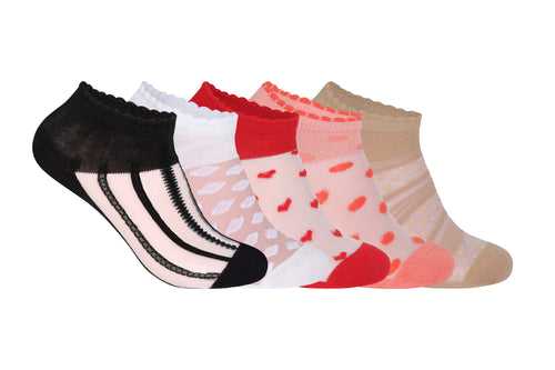 Supersox Women Net Designs Sneaker Length Free Size Socks (Pack of 5)