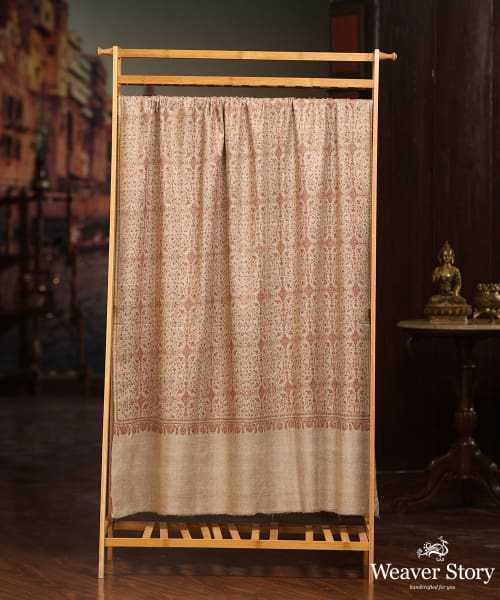 Beige Handwoven Resham Jamawar Pure Pashmina Shawl