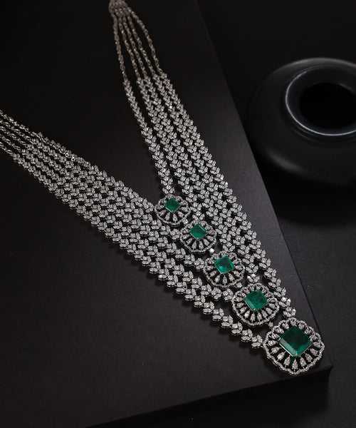 Vaman Handcrafted Pure Silver Necklace With Semi Precious Stones