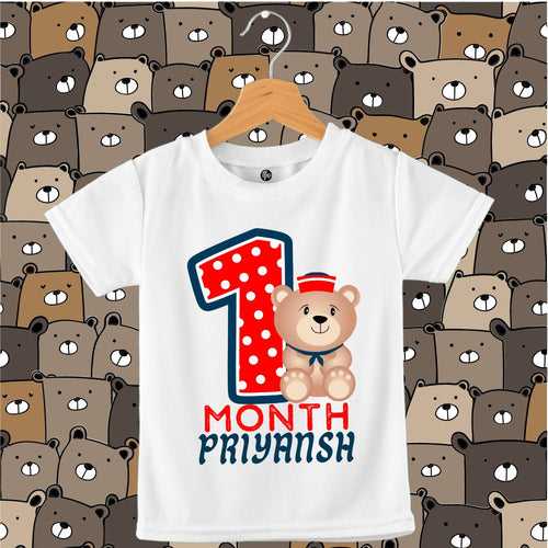 Monthly Birthday T-Shirts | 0-5 Months | Cute Bear with a Polka Number